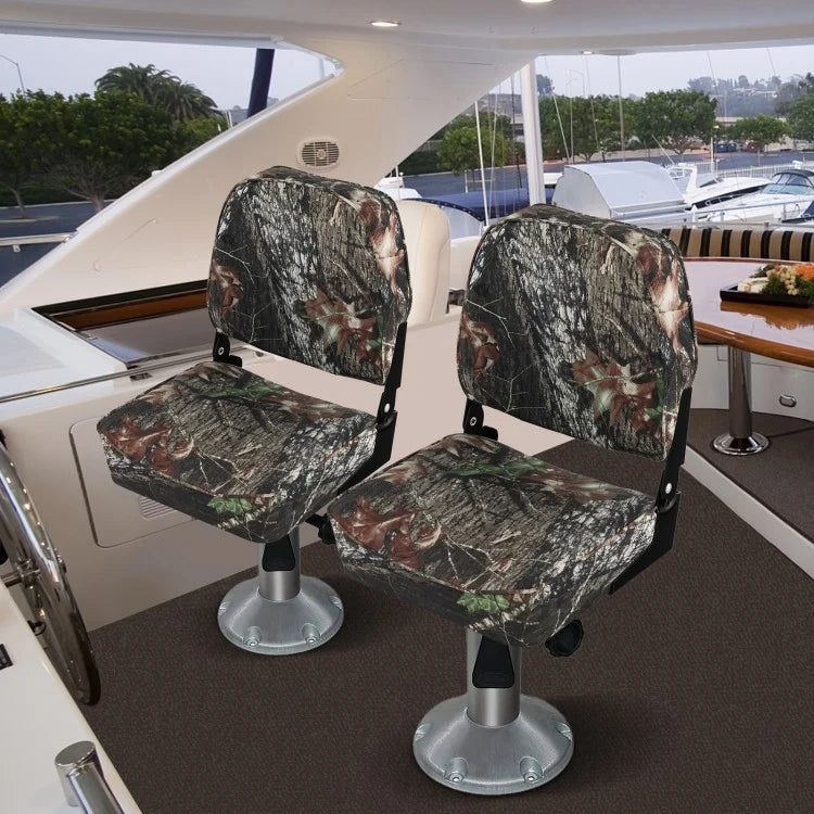 2-Piece Folding Boat Seat Set with Sponge Padding (Camouflage)
