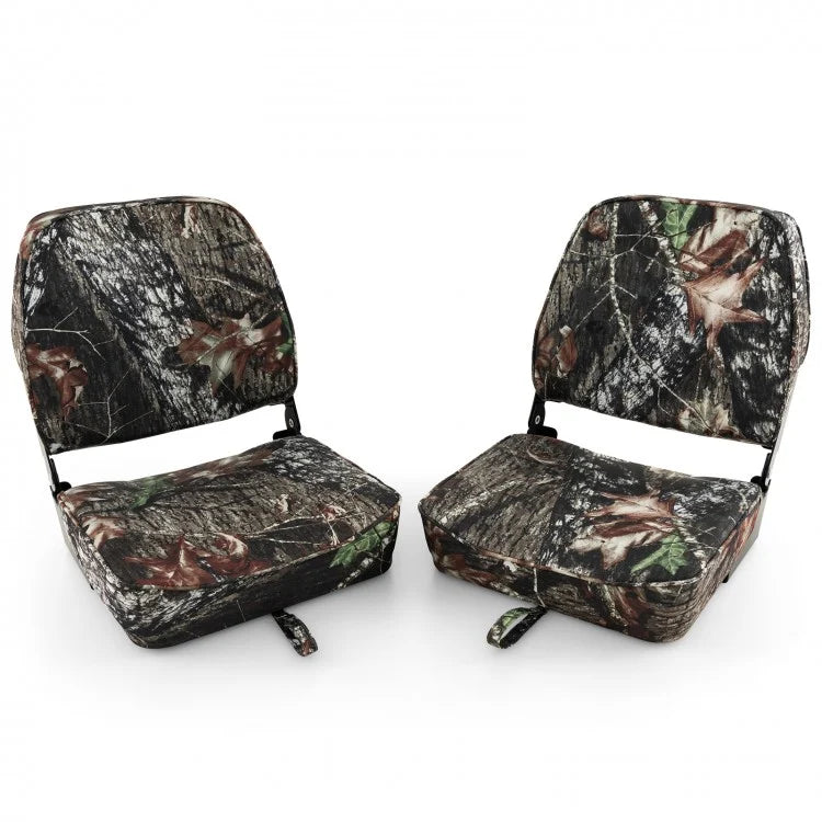 2-Piece Folding Boat Seat Set with Sponge Padding (Camouflage)