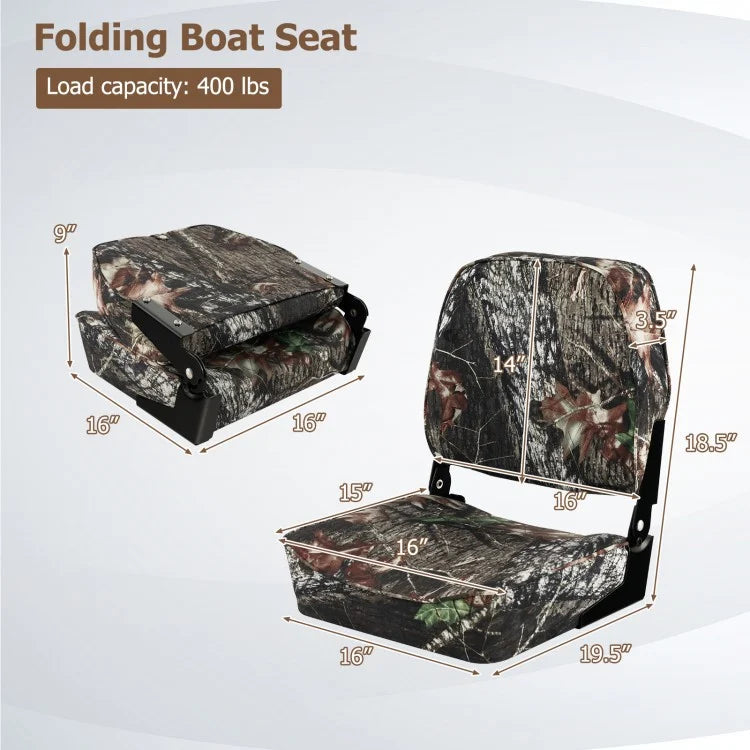 2-Piece Folding Boat Seat Set with Sponge Padding (Camouflage)
