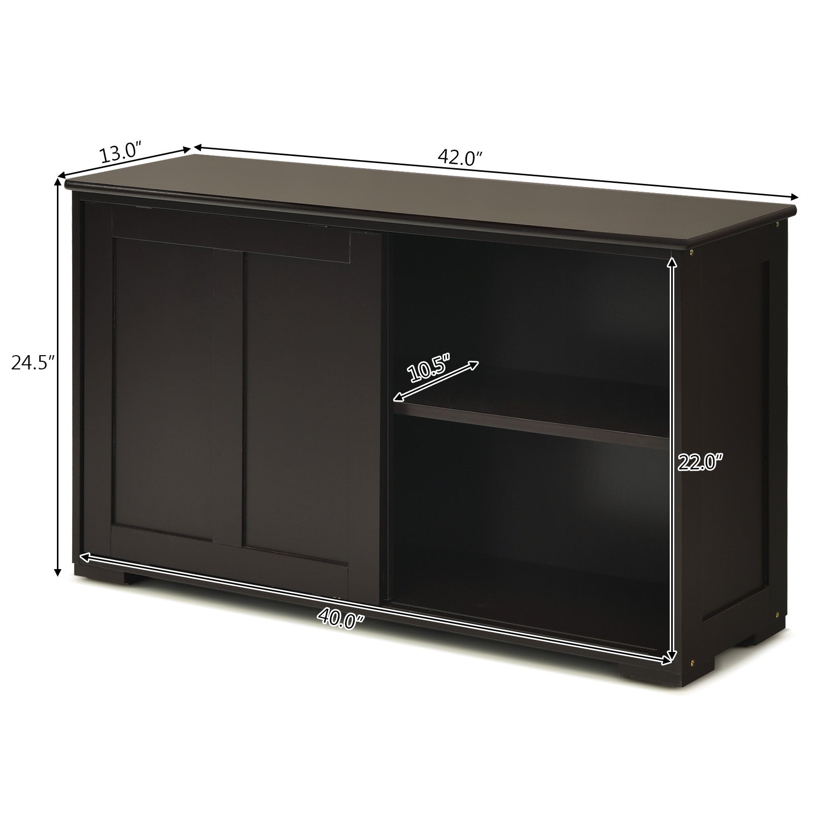 Kitchen Storage Cabinet with Wood Sliding Door