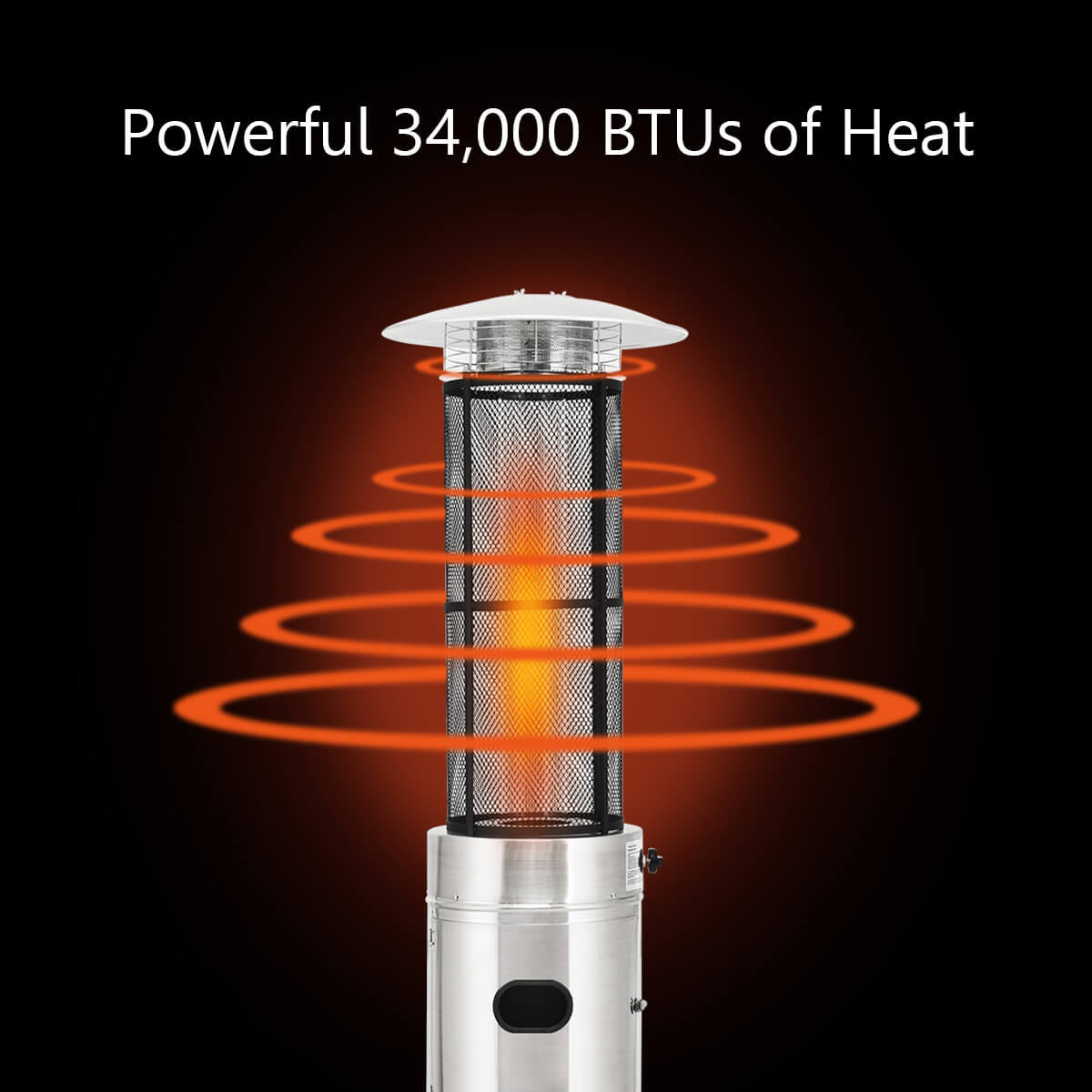 34000 BTU Stainless Steel Round Glass Tube Patio Heaters