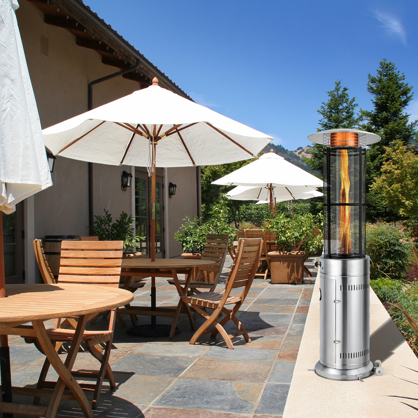 34000 BTU Stainless Steel Round Glass Tube Patio Heaters