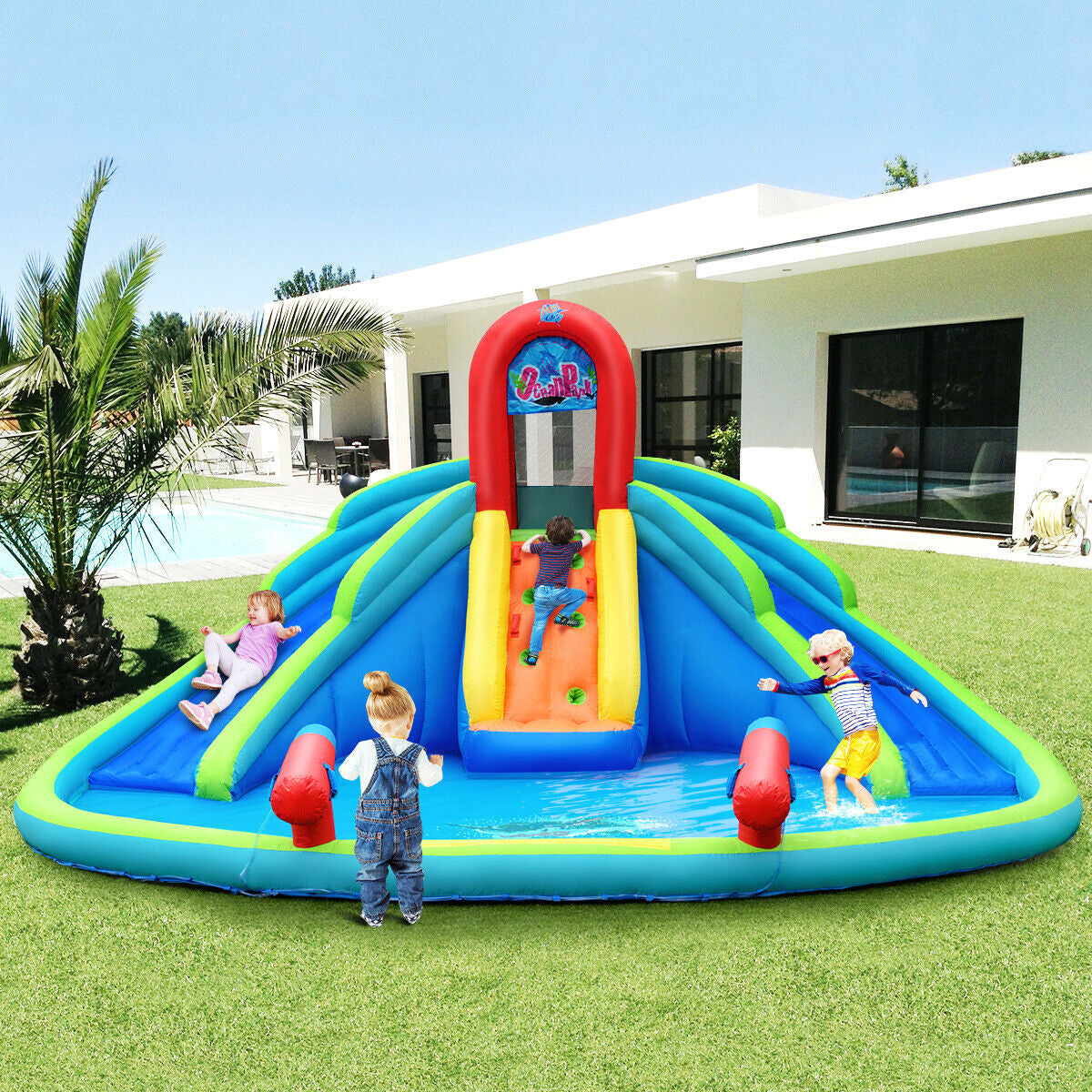 Inflatable Water Slide Bounce House with Mighty Splash Pool