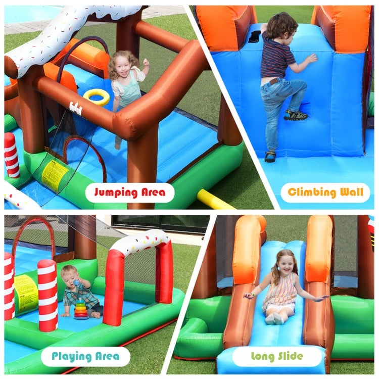 Kids Inflatable Bounce House Jumping Castle Slide Climber Bouncer with 550W Blower