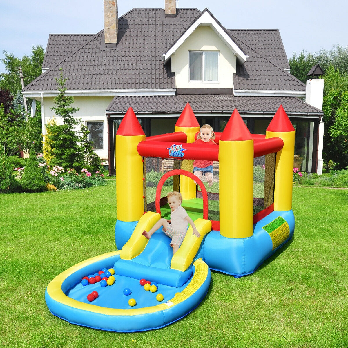 Inflatable Kids Slide Bounce House with 580w BlowerÂ 