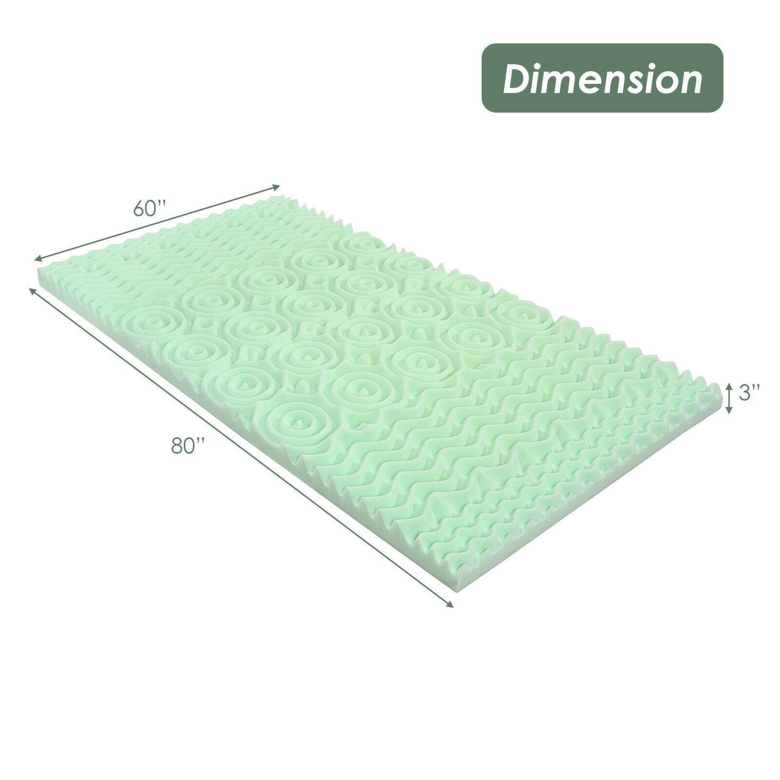 3 Inch Comfortable Mattress Topper Cooling Air Foam-Queen Size