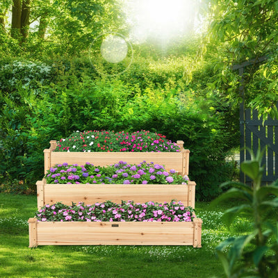 3 Tier Elevated Wooden Vegetable Garden BedÂ 