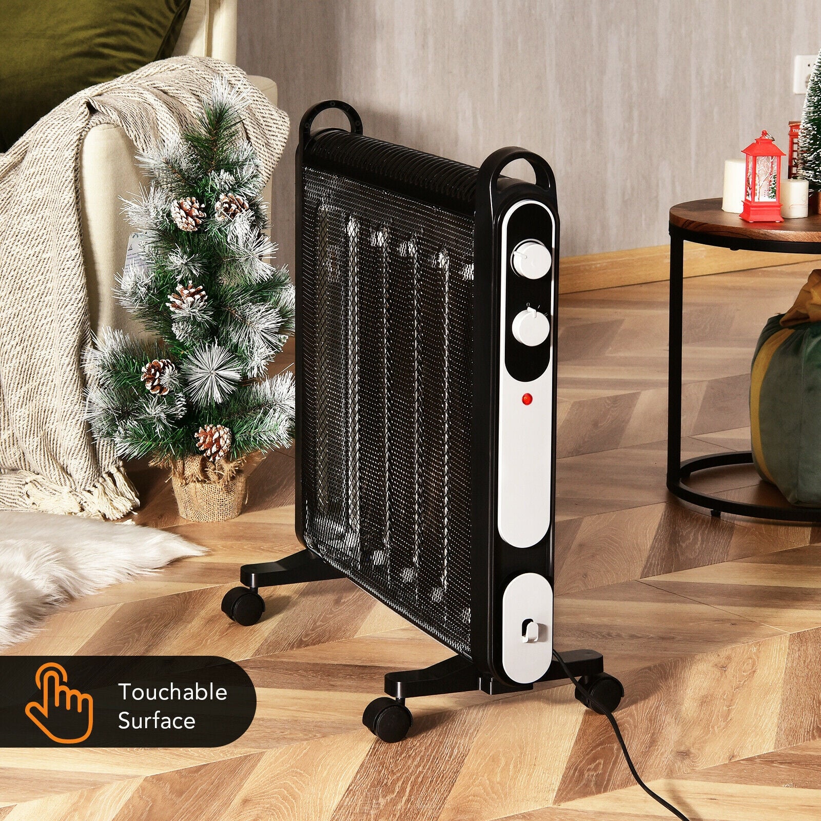 Electric Mica Space Portable Heater with Adjustable Thermostat-Black