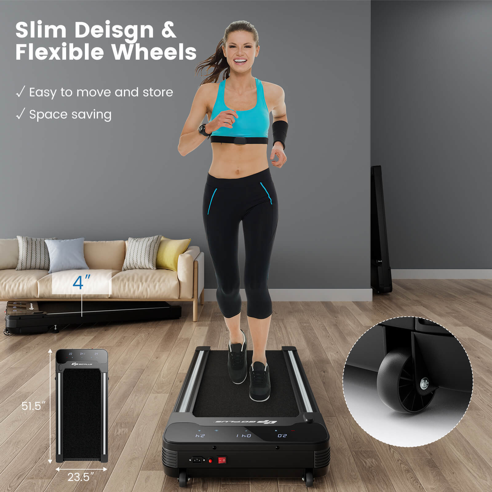 Under Desk Walking Pad Treadmill with Touchable LED DisplayÂ 
