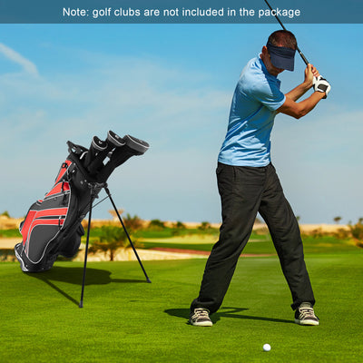 Golf Stand Cart Bag with 6 Way Divider Carry Pockets-RedÂ 