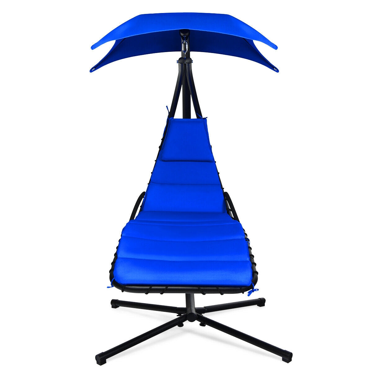 Hanging Stand Chaise Lounger Swing Chair with Pillow-Navy