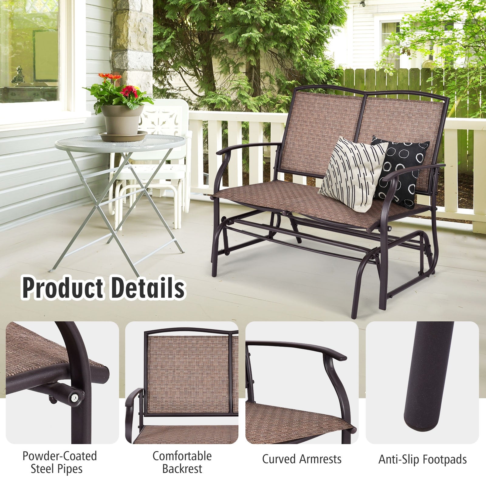 Iron Patio Rocking Chair for Outdoor Backyard and Lawn