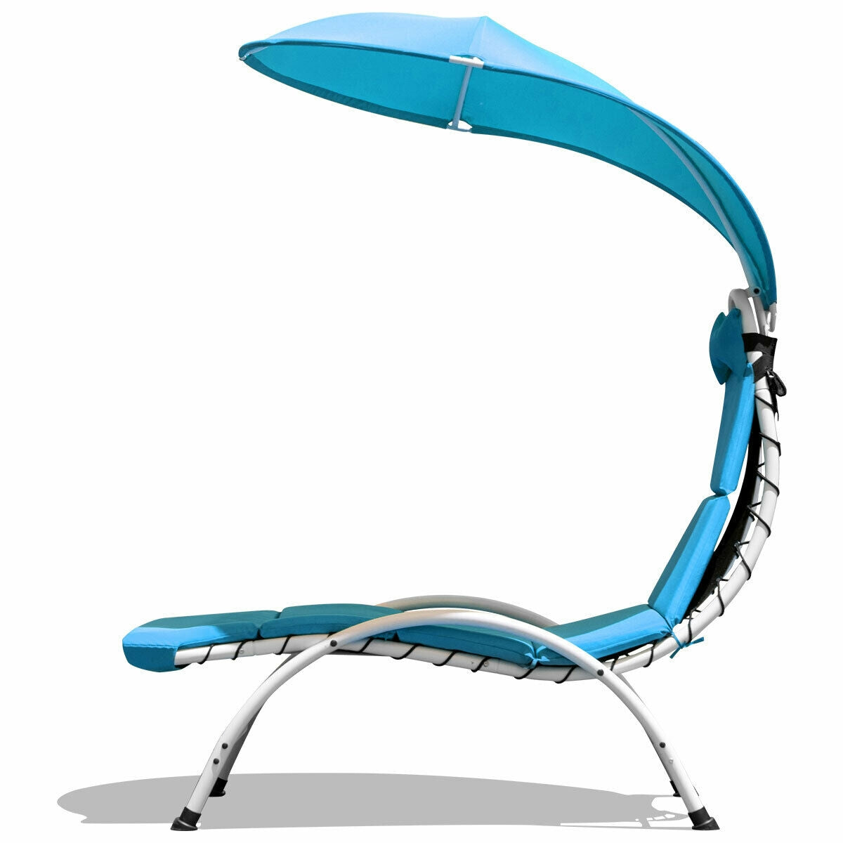 Patio Hanging Swing Hammock Chaise Lounger Chair with Canopy-Blue