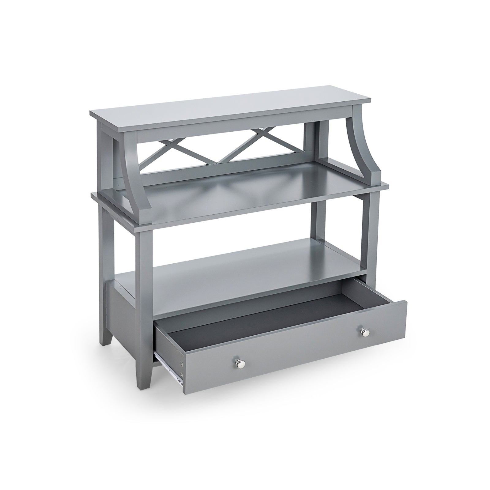 3-Tier Storage Rack End table Side Table with Slide Drawer-Gray