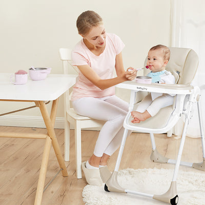 Baby Convertible High Chair with Wheels-Beige 