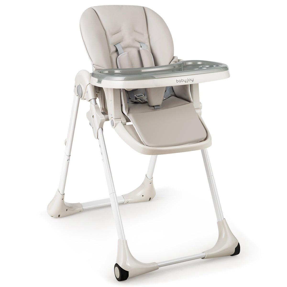 Baby Convertible High Chair with Wheels-Gray 