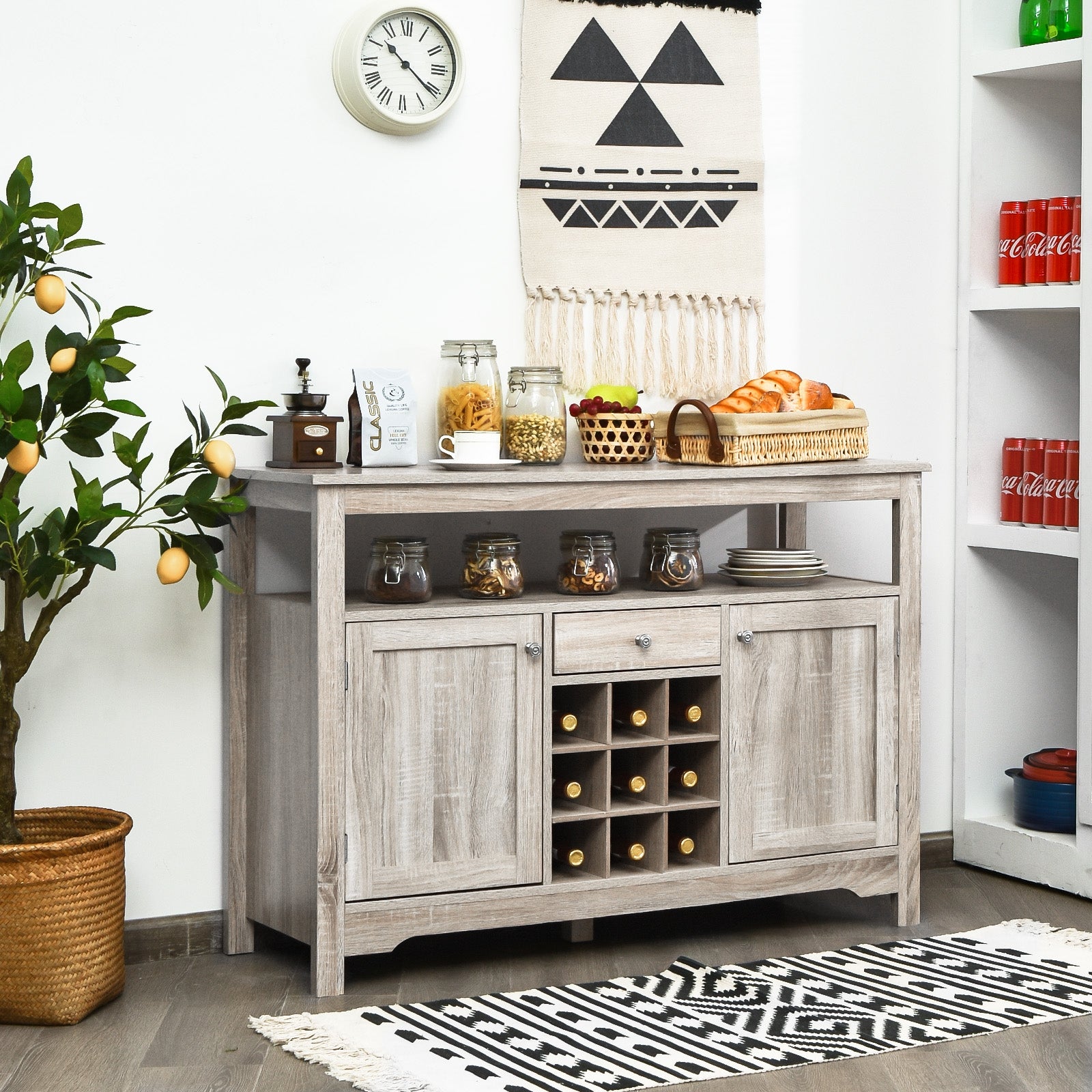 Buffet Server Sideboard Wine Cabinet Console-Gray