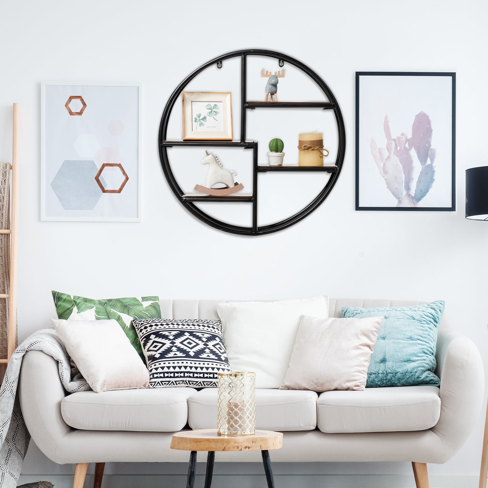 Hanging Storage Shelf Circular Wall-Mounted 4-Tier Rack