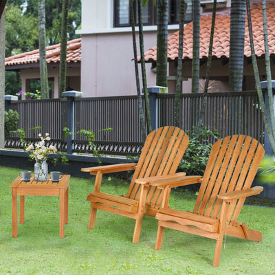 3 Pieces Adirondack Chair Set with Widened Armrest 