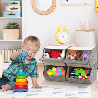 Set of 4 Storage Bins Stackable Cubes with LidÂ 