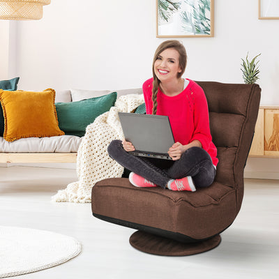 5-Position Folding Floor Gaming Chair-Rustic BrownÂ 