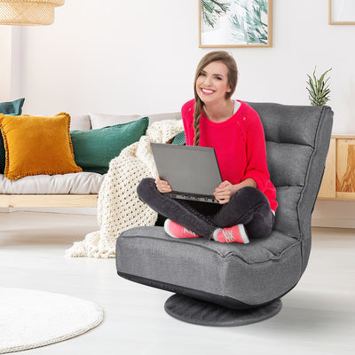 5-Position Folding Floor Gaming Chair-GrayÂ 