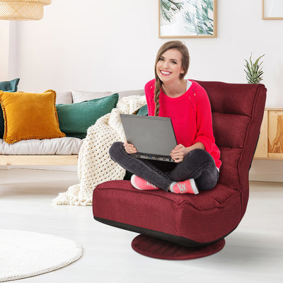 5-Position Folding Floor Gaming Chair-Dark RedÂ 