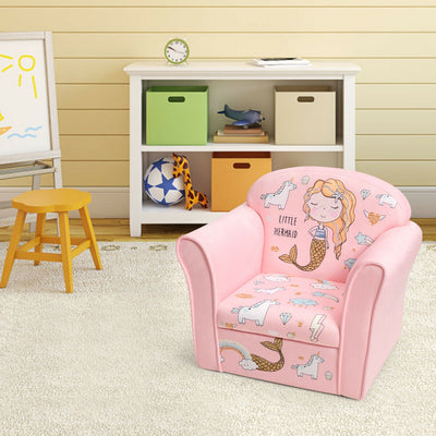 Kids Mermaid Armrest Couch Upholstered SofaÂ 