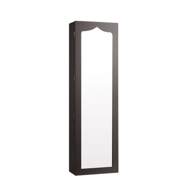 Door Hanging Mirror Jewelry Armoire with Full Length Mirror and 6 Drawers-CoffeeÂ 