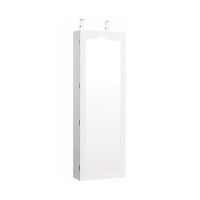 Door Hanging Mirror Jewelry Armoire with Full Length Mirror and 6 Drawers-WhiteÂ 