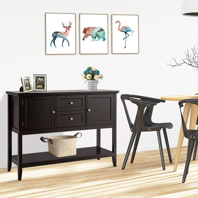 Wooden Sideboard Buffet Console Table with Drawers and Storage-BrownÂ 