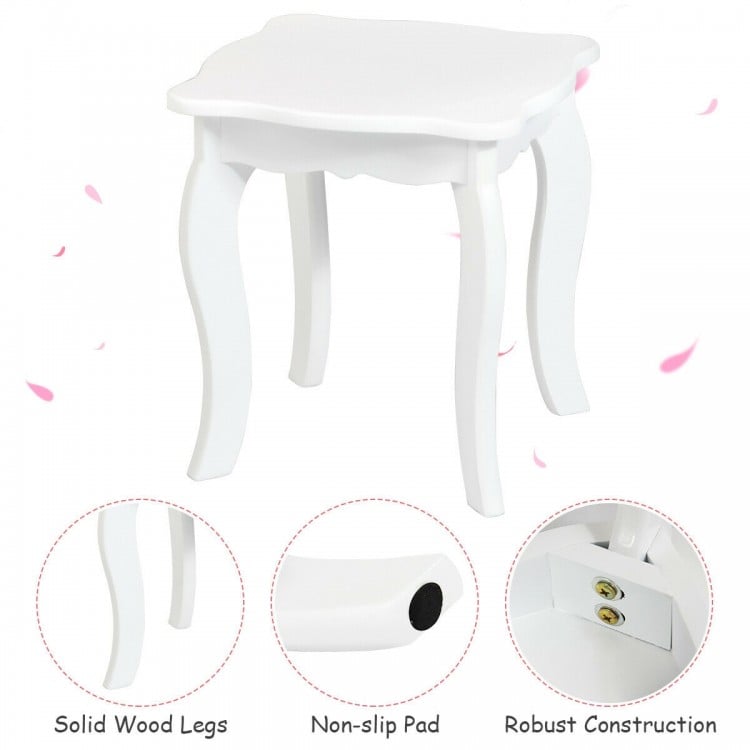 Kids Princess Make Up Dressing Table with Tri-folding Mirror and Chair-Pink