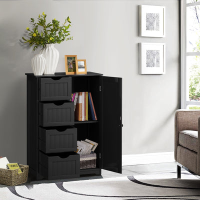 Standing Indoor Wooden Cabinet with 4 Drawers-BlackÂ 