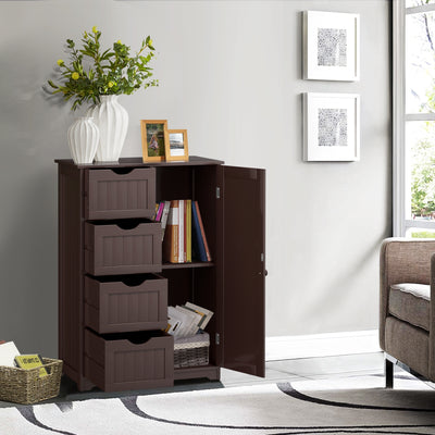 Standing Indoor Wooden Cabinet with 4 Drawers-BrownÂ 