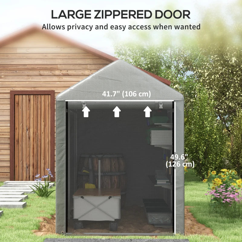 4 x 6ft Outdoor Storage Shed Tent, Portable Shed with Roll-up Door for Motorcycle, Bike, Garden Tools