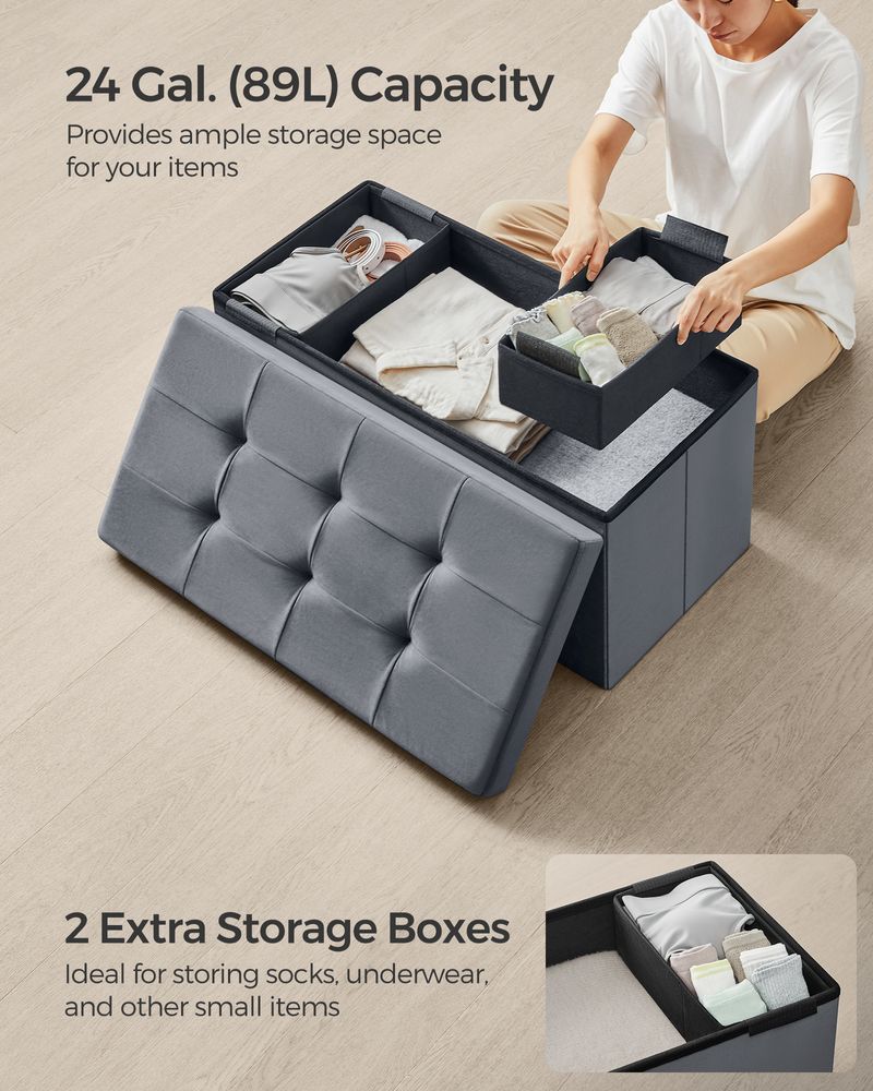 SONGMICS Storage Ottoman Bench with Storage Chest, Load up to 660 lb 