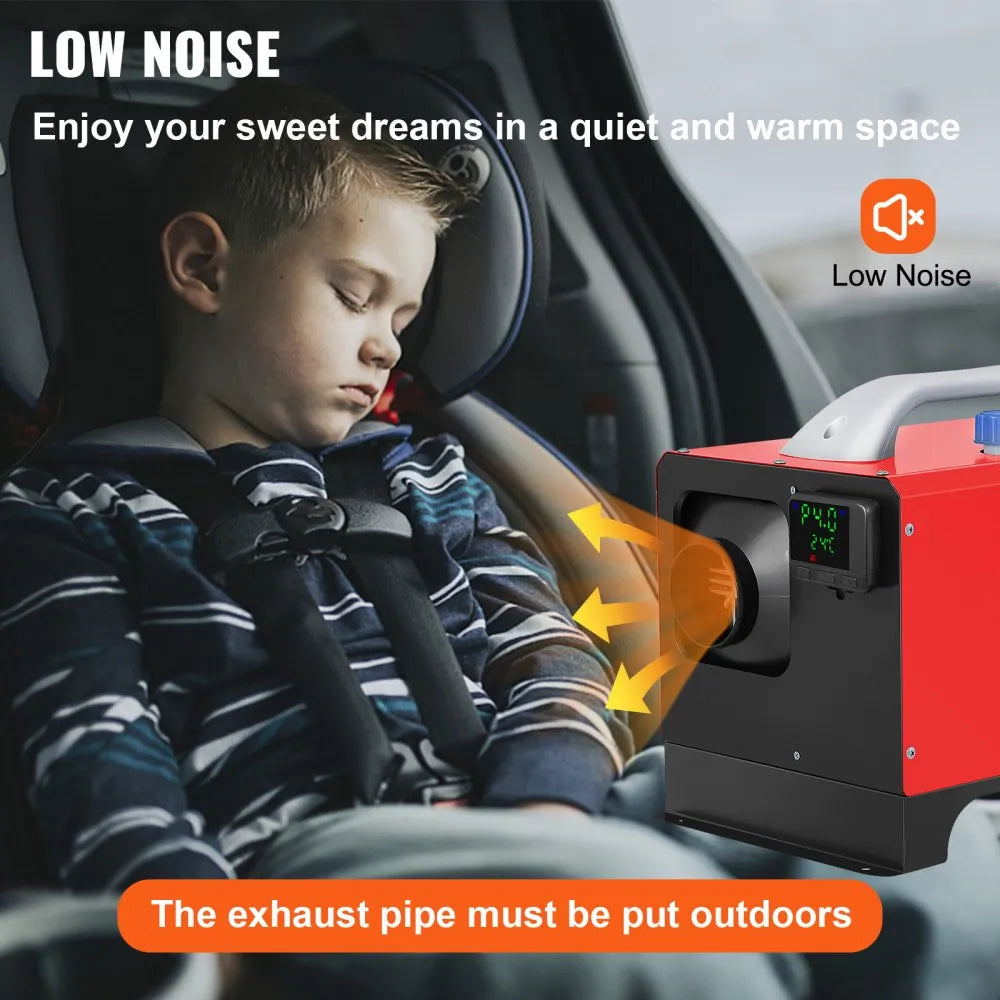 VEVOR Diesel Air Heater 8KW Parking Heater 12V Truck Heater, One Air Outlet, with Black LCD Switch, Remote Control, Fast Heating Compact Diesel Heater, For Car, RV Truck, Boat, Campervans, Caravans 