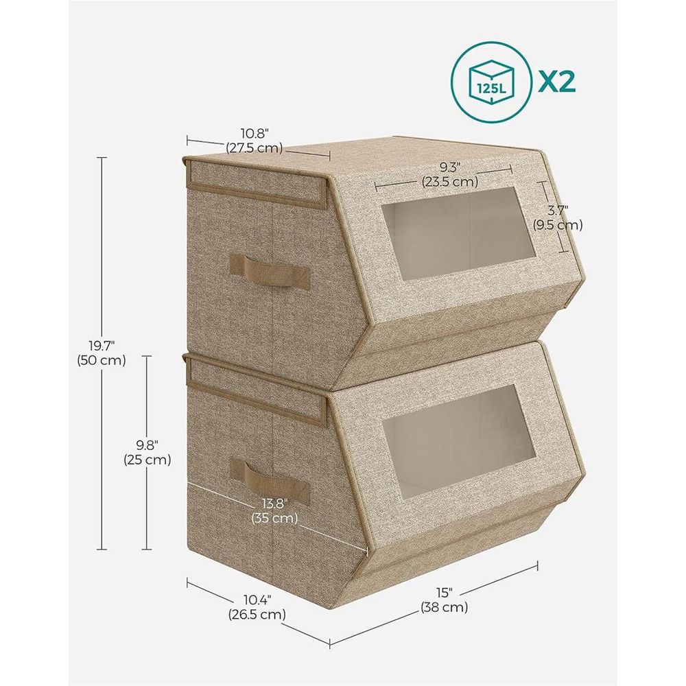 SONGMICS Stackable Storage Bins Set of 2 