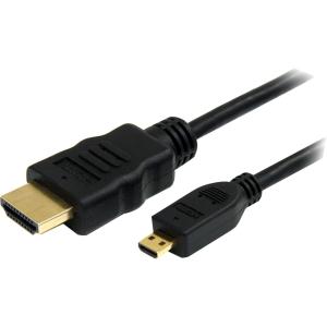 StarTech.com 6ft Micro HDMI to HDMI Cable with Ethernet, 4K High Speed Micro HDMI Type-D Device to HDMI Monitor Adapter/Converter Cord