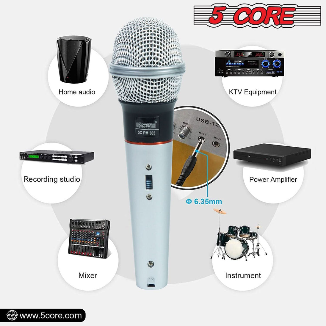 5Core Handheld Dynamic XLR Microphone – Professional Mic for Karaoke, Singing, and Studio Use