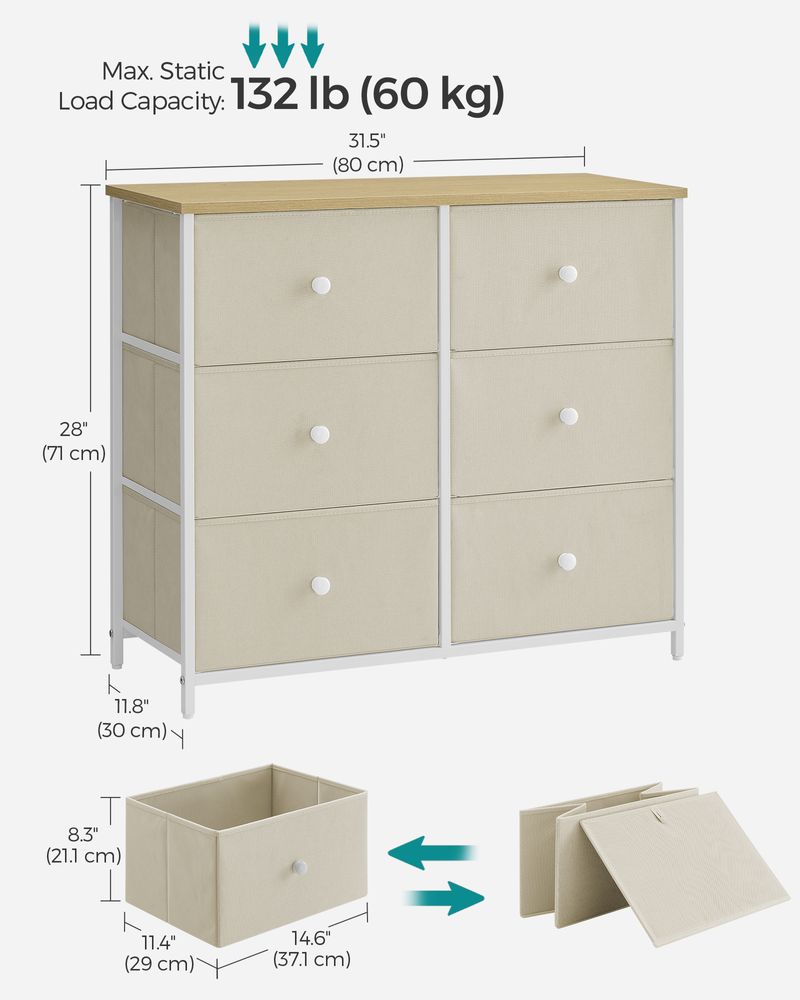 SONGMICS Closet Fabric Dresser with Metal Frame 