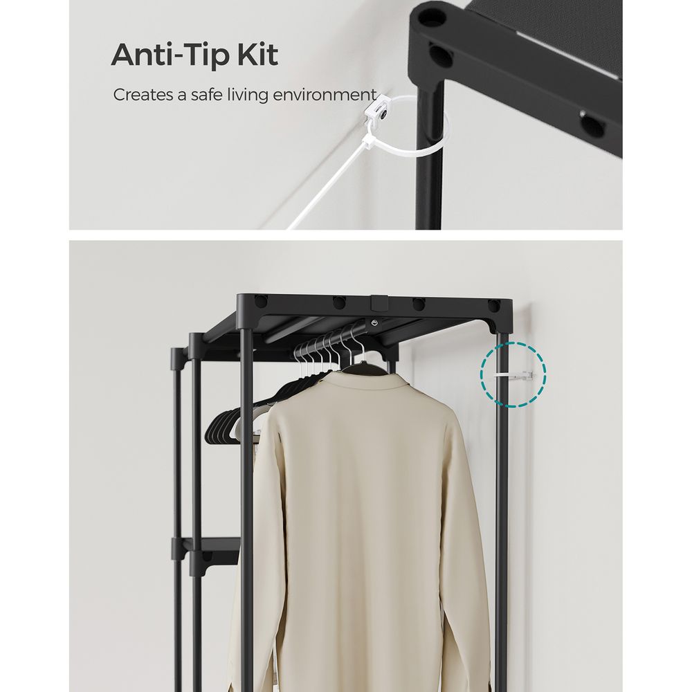 SONGMICS Freestanding Closet Organizer with Shelves, Hanging Rods 