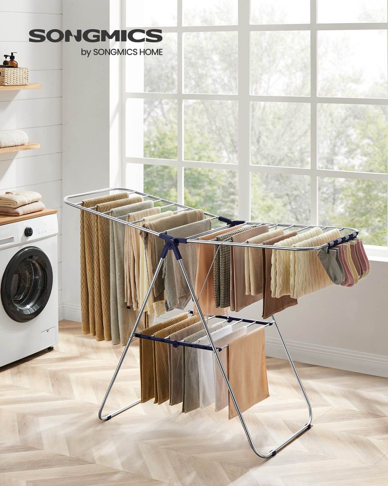 SONGMICS Clothes Drying Rack with Sock Clips 