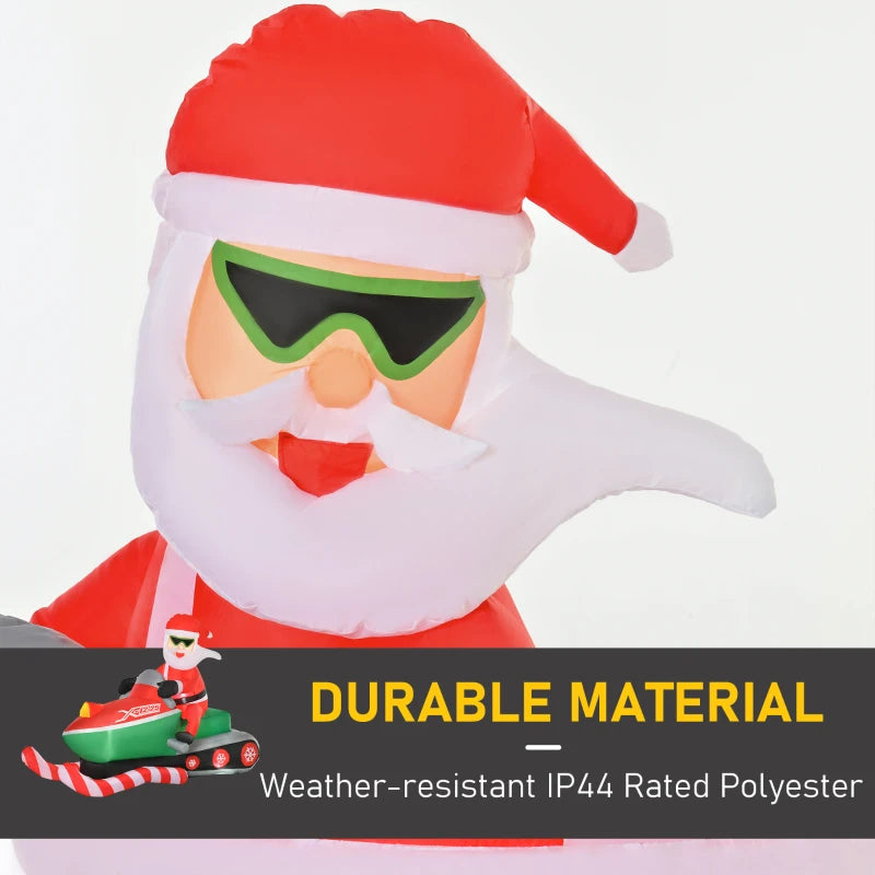 HOMCOM 5.2FT Inflatable Christmas Santa Claus on Snowmobile, LED Lighted Blow Up Decoration for Indoor & Outdoor Holiday Display 