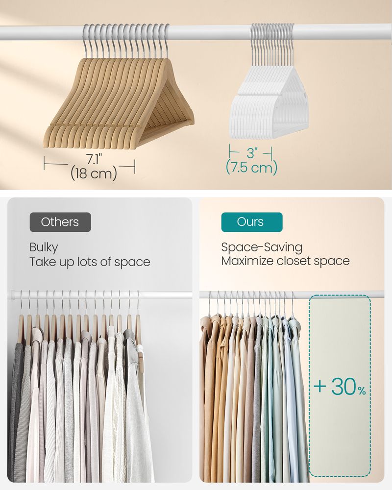 SONGMICS Heavy-Duty Plastic Clothes Hangers 50 Pack 