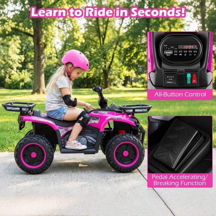 24V Electric Ride On Quad with LED Headlights-Pink