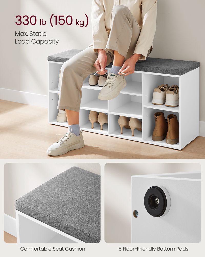 VASAGLE Shoe Bench with Cushion 