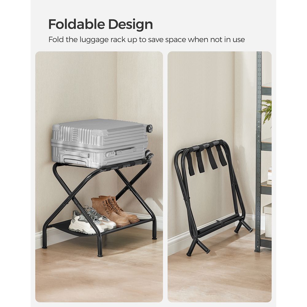 SONGMICS Black Foldable Luggage Rack 