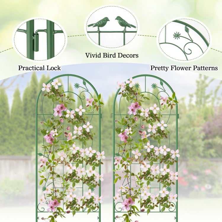 2 Pack 86.5 x 20 Inches Metal Garden Trellis for Climbing Plants-Green