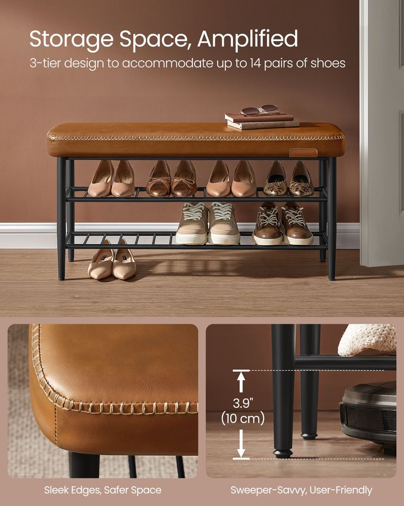 VASAGLE EKHO Collection - Shoe Bench with Metal Shelves 